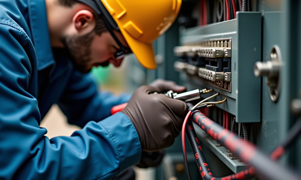 Eletricista fazendo emendas seguras em fio rígido.