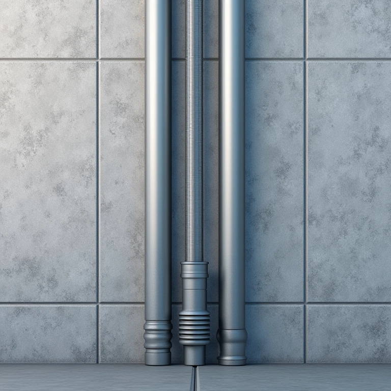 Eletrodutos protegendo a fiação elétrica em uma prumada.