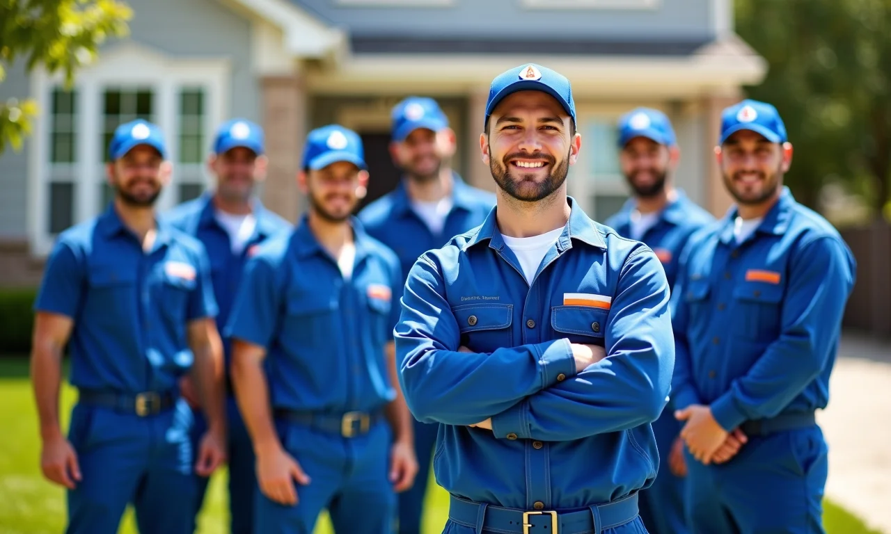 Encanadores em frente a uma casa, representando o custo do serviço.