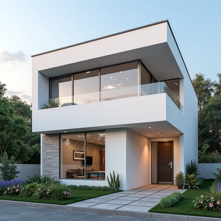 Fachada com acabamento em PVC, design prático e fácil manutenção.