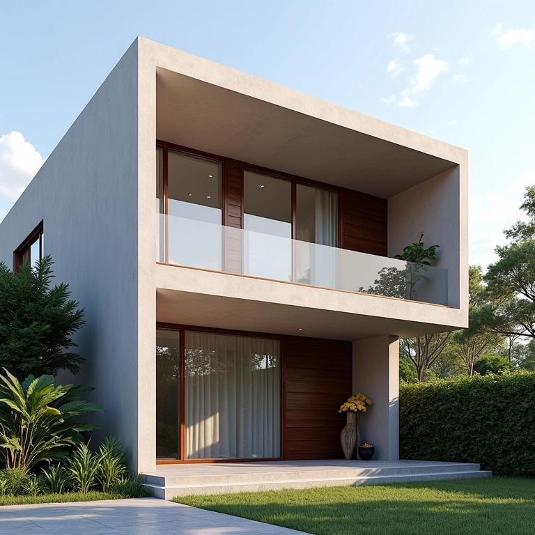 Fachada moderna de casa com detalhes em cobogó.