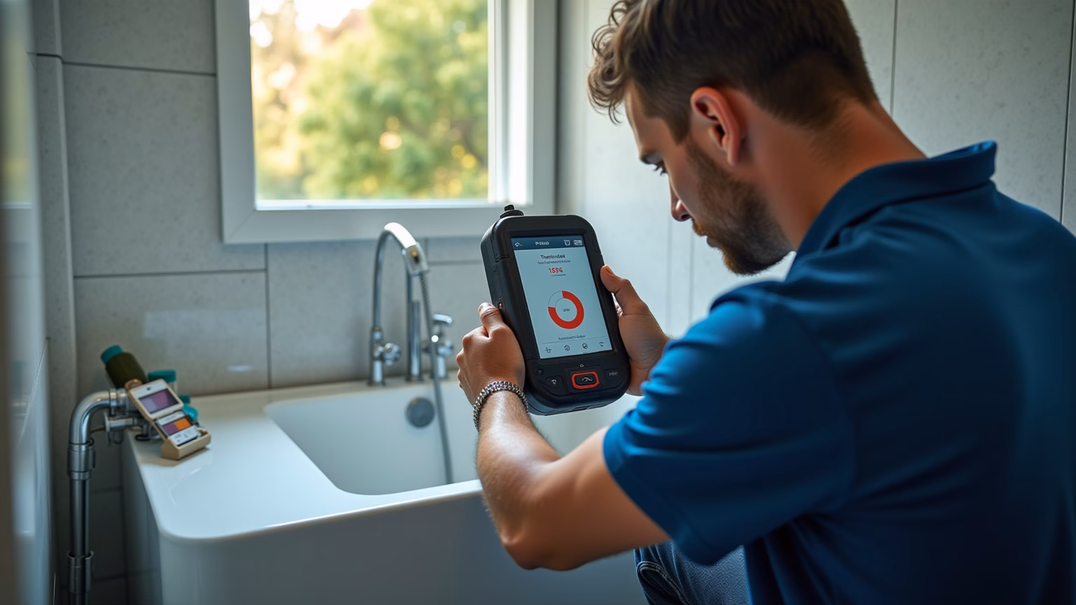 Caça Vazamento Zona Leste: Técnicas Eficazes e Preços Competitivos Caça vazamento usando geofone em banheiro residencial.