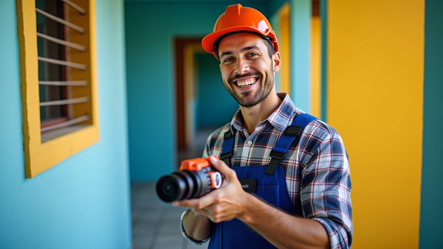 Encanador detectando vazamento com tecnologia em casa brasileira.