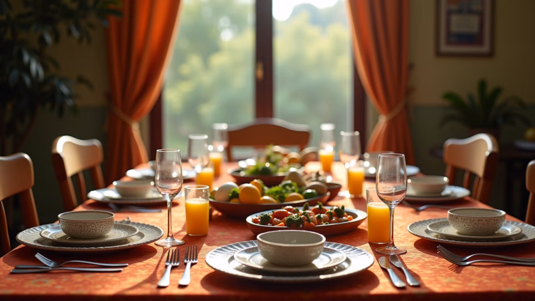 Toalha de mesa quadrada para 6 lugares com design vibrante.