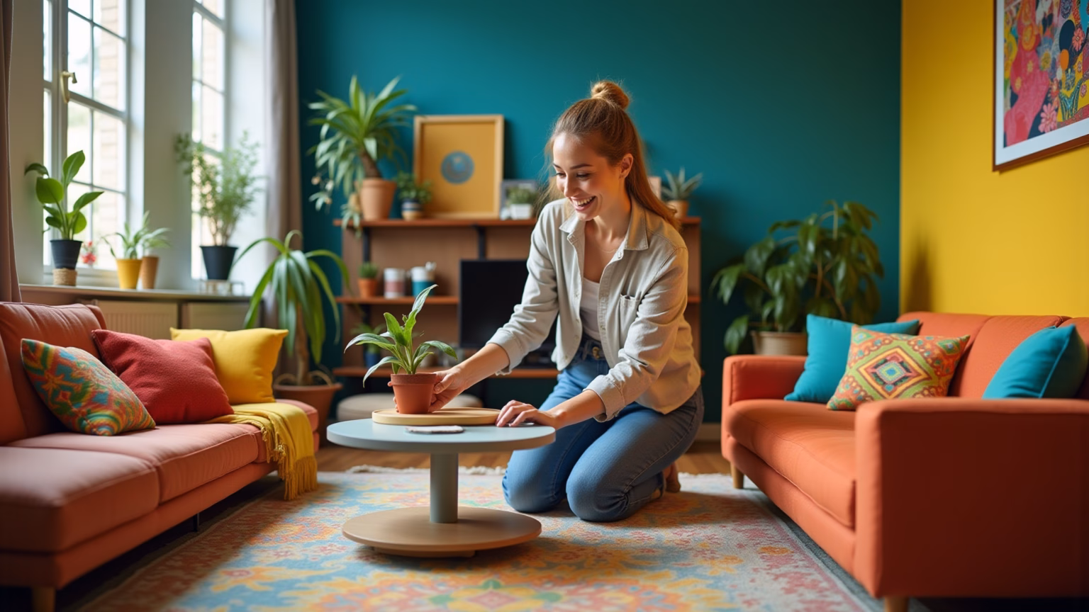 As Melhores Cores Para Sala em 2025 Que Você Vai Amar Sala de estar vibrante com as tendências de cores para 2025.