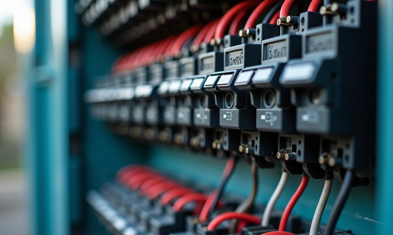 Fios rígidos em quadro elétrico.