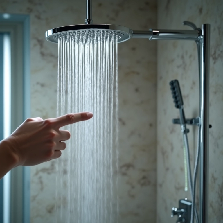 Fita métrica mostrando o tamanho ideal para um chuveiro de teto.