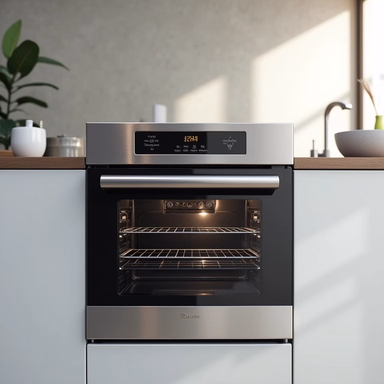 Forno elétrico moderno e limpo, pronto para uso após limpeza.