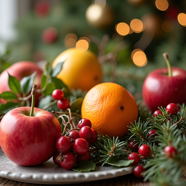 Frutas da época na mesa de Natal.