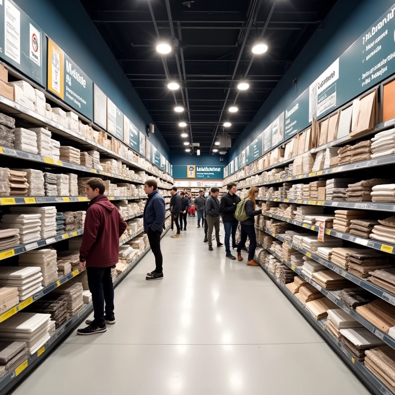 Gondola de molduras de EVA autocolantes na Leroy Merlin.