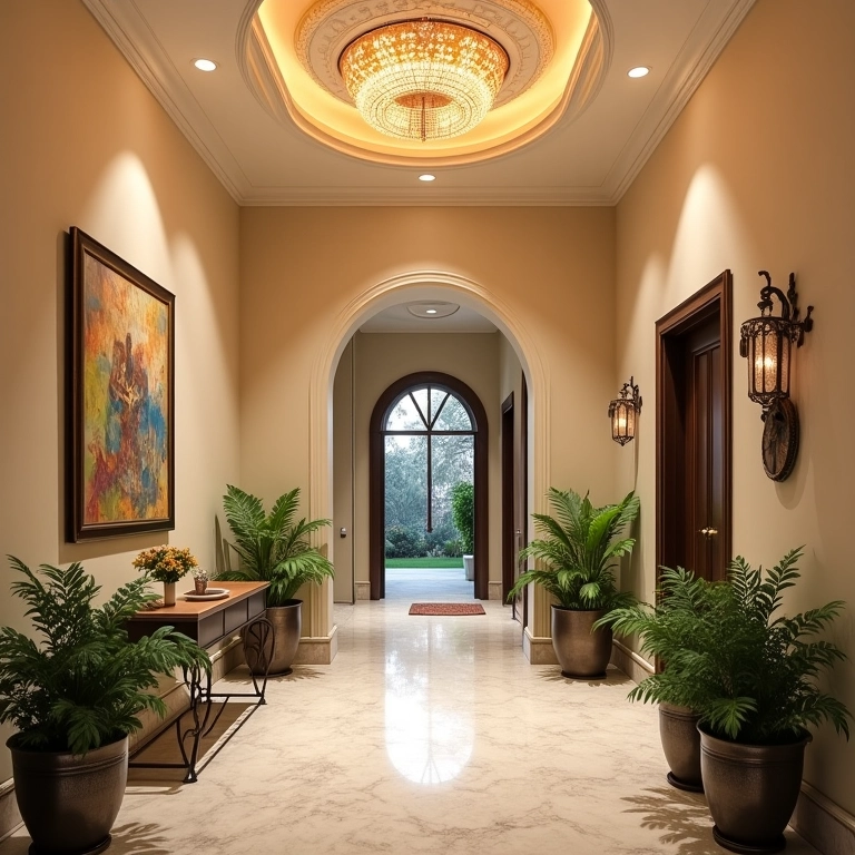 Hall de entrada acolhedor com roda de gesso.