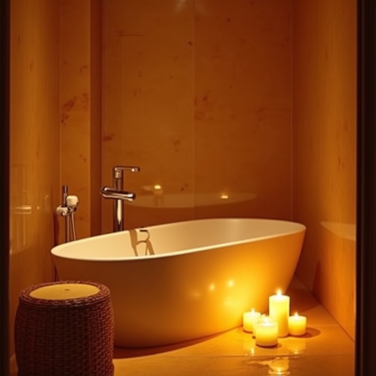 Iluminação aconchegante em um banheiro relaxante.