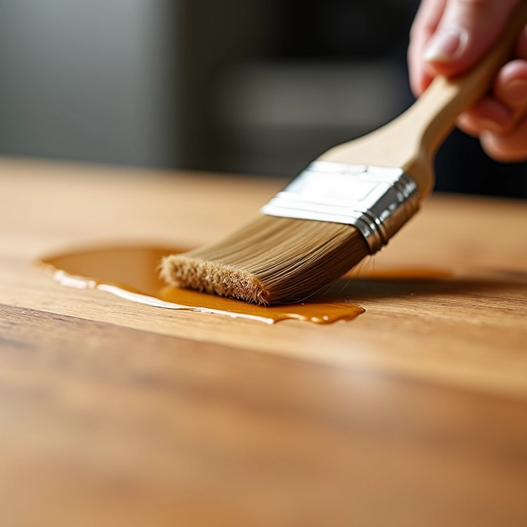 Impermeabilização da bancada de madeira com selante.