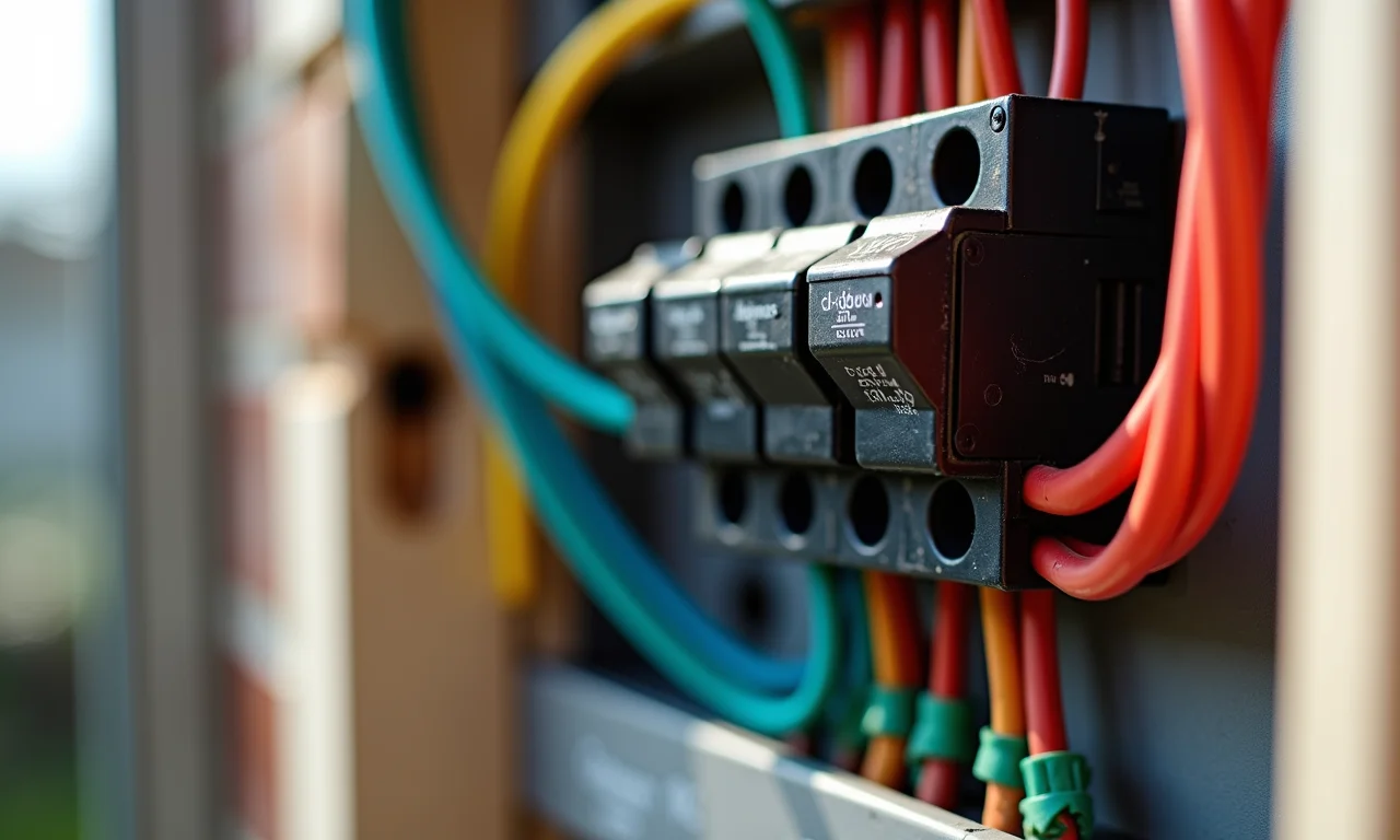 Instalação elétrica residencial com fios rígidos organizados.