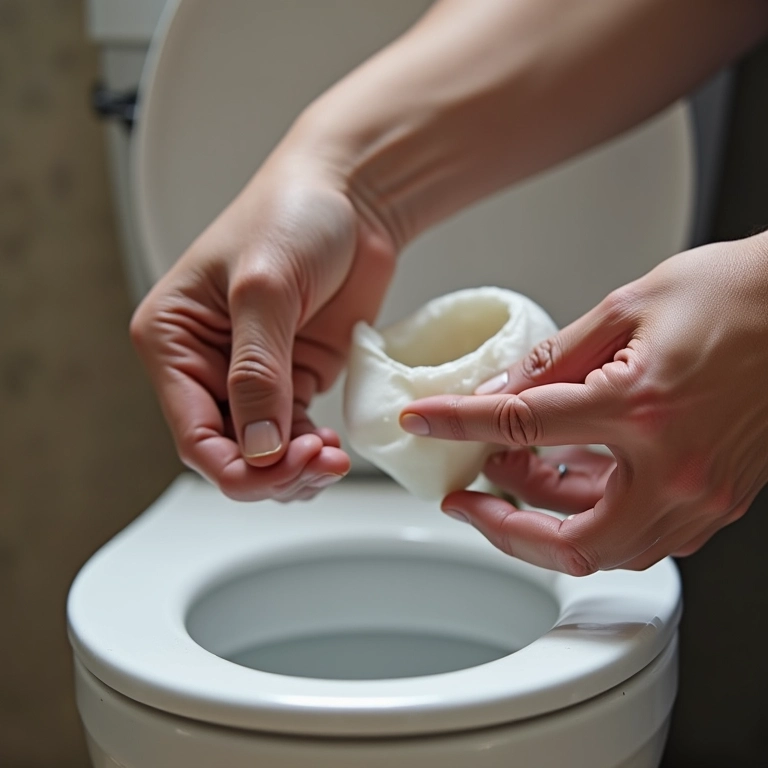 Instalando o anel de vedação do vaso sanitário.