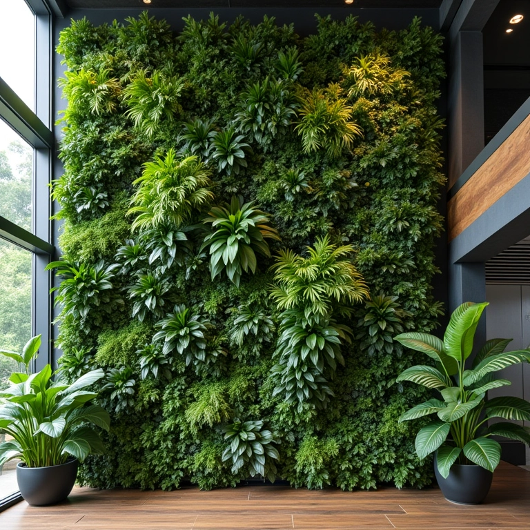 Jardim vertical integrado com cobogó.