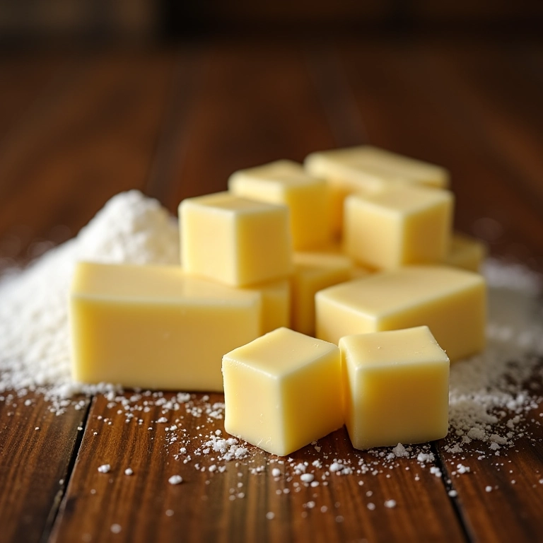 Manteiga e açúcar em cubos prontos para o caramelo.
