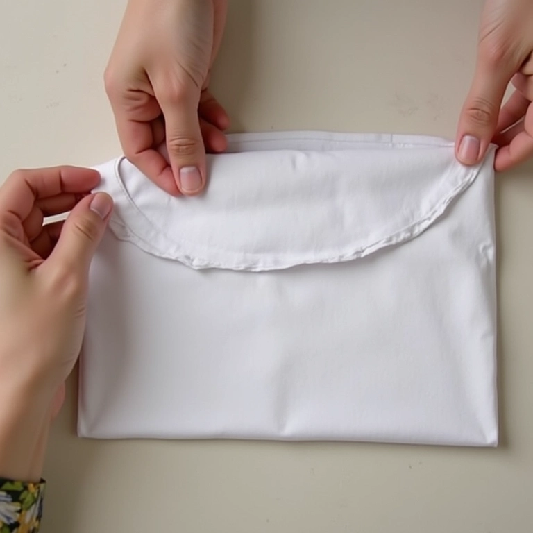 Mãos dobrando uma camiseta para economizar espaço.