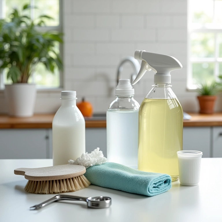 Materiais para limpar a torneira com filtro