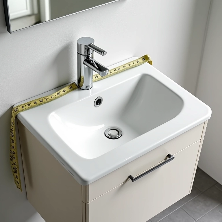 Medidas e espaço otimizado para gabinete de banheiro de 60cm.