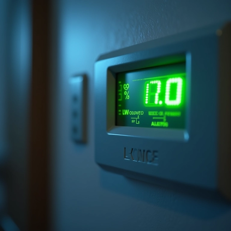 Medidor de energia mostrando o baixo consumo do simulador de TV.