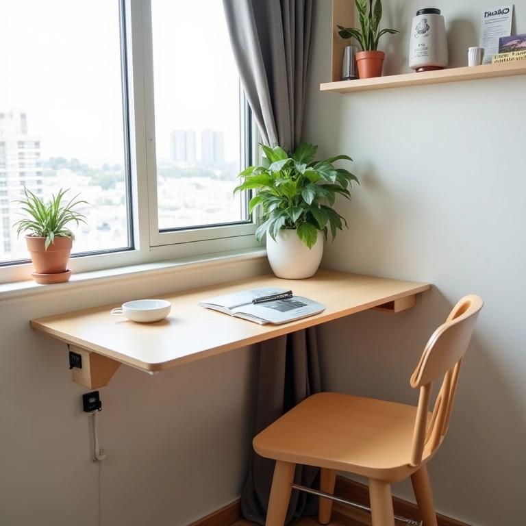 Mesa de canto dobrável ou retrátil.