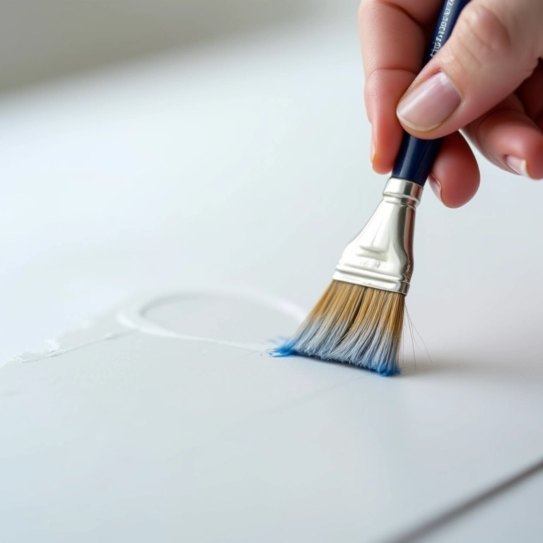 Moldura de EVA autocolante sendo pintada com pincel.