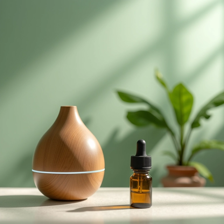 Óleo essencial de melaleuca (tea tree) ao lado de parede com mofo.