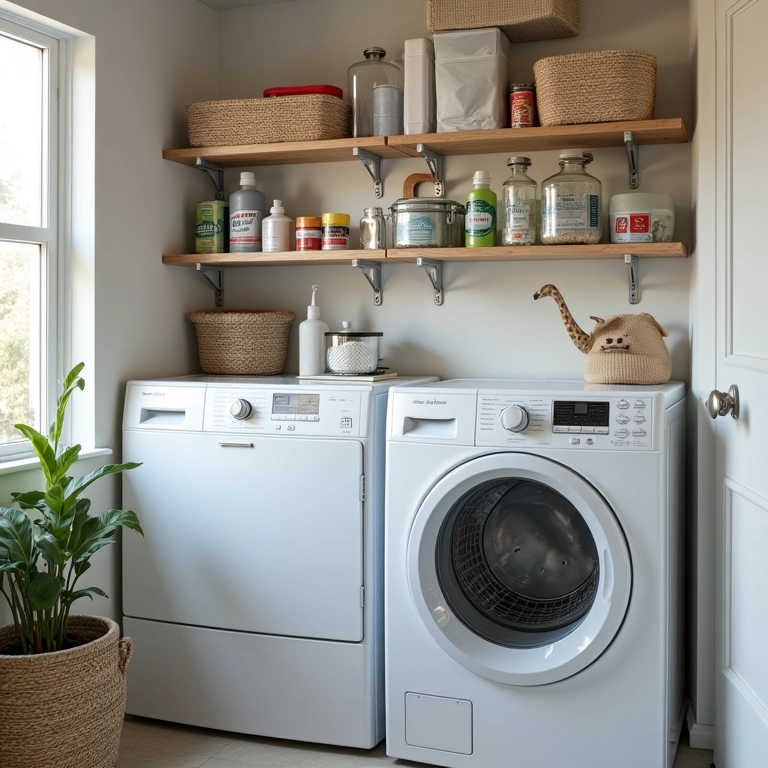 Organizadores verticais aproveitando as paredes da área de serviço.