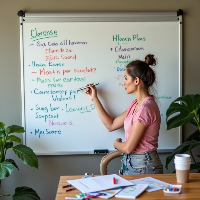 Organize suas tarefas com praticidade na mesa de escritório com lousa.