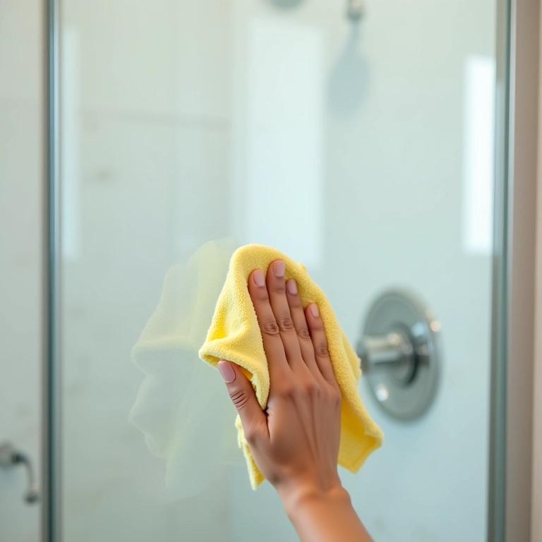 Pano de microfibra para finalizar a limpeza do box.