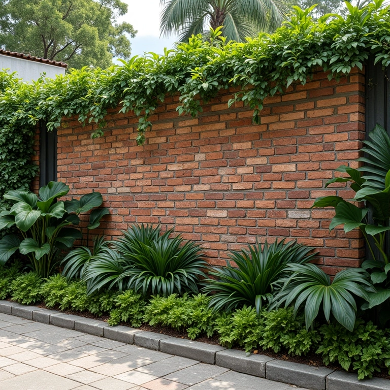 Parede externa construída com tijolos ecológicos, plantas e paisagem brasileira.