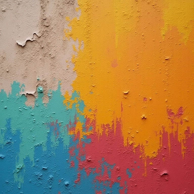 Parede pintada com tintas naturais em cores vibrantes.