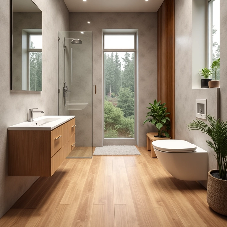 Piso de bambu laminado em banheiro