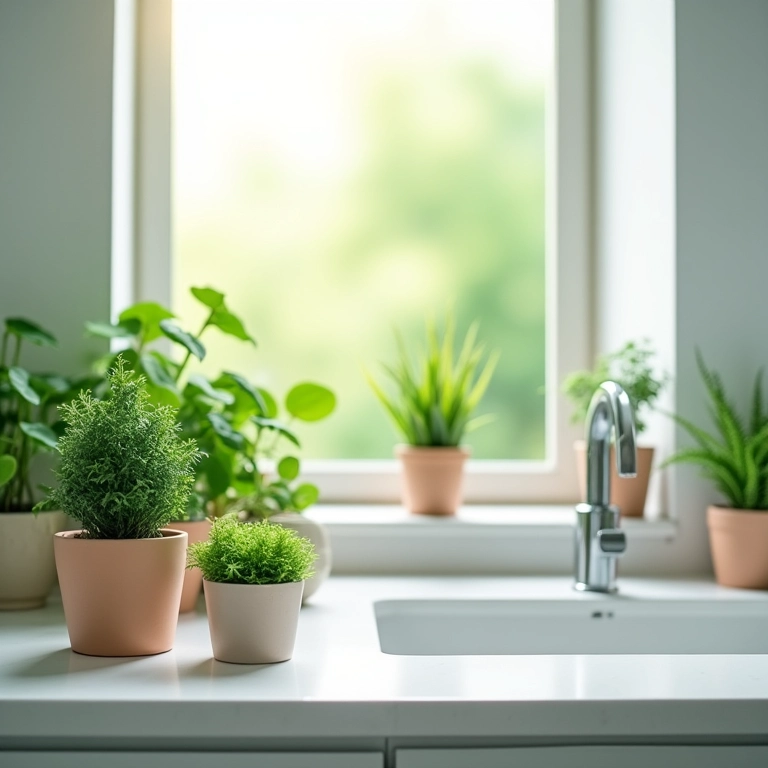 Plantas no lavabo para um toque de frescor.