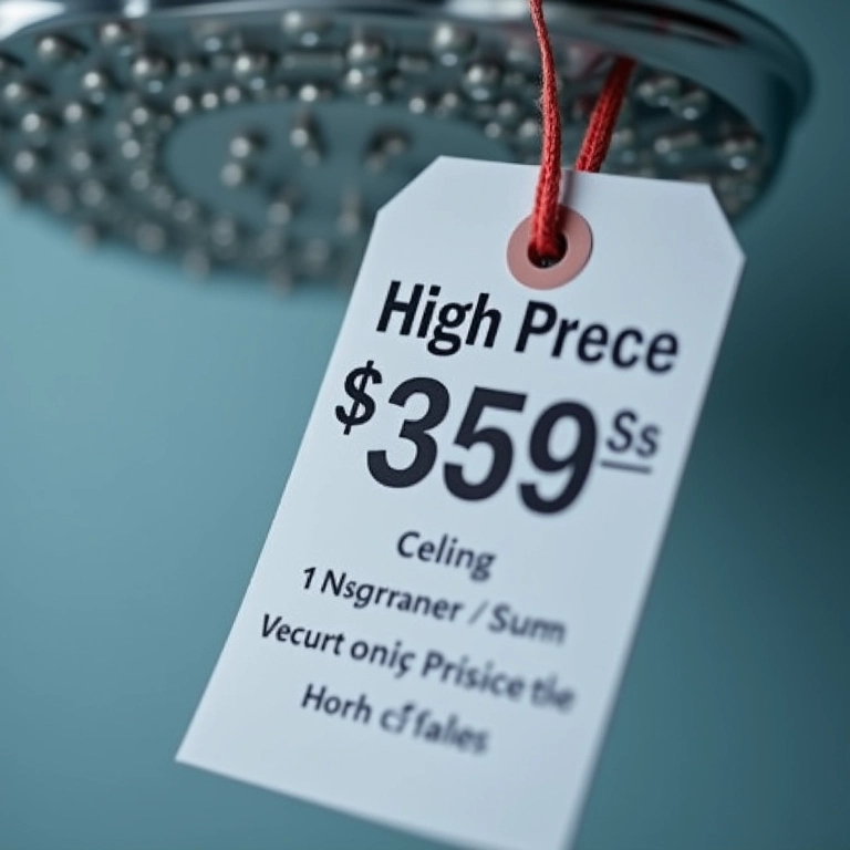 Preço mais elevado de um chuveiro de teto.