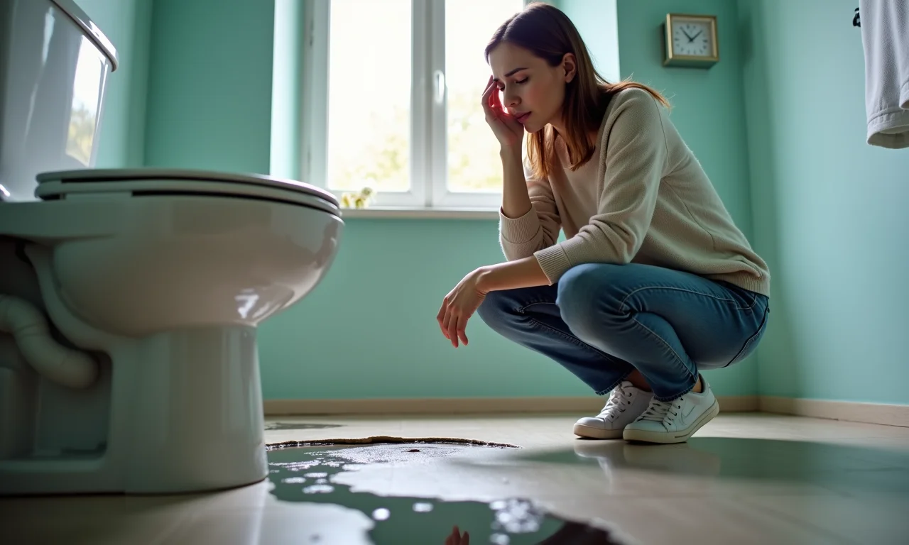 Preocupação com danos causados por vazamento no vaso sanitário.
