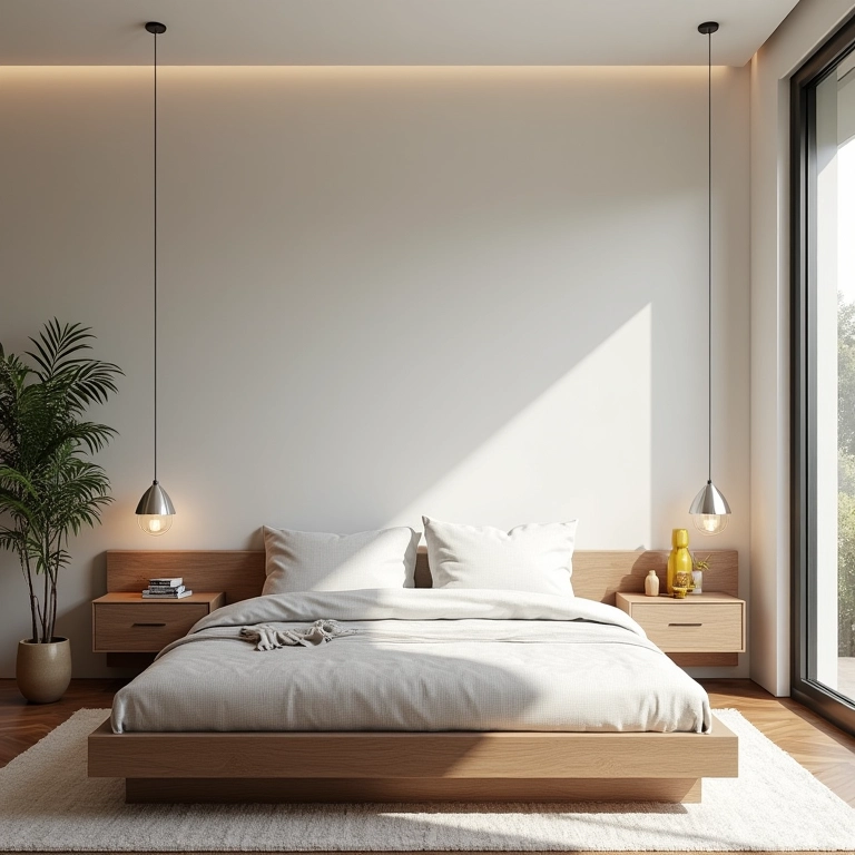 Quarto elegante com rodapé invertido, adicionando um toque moderno instantaneamente.