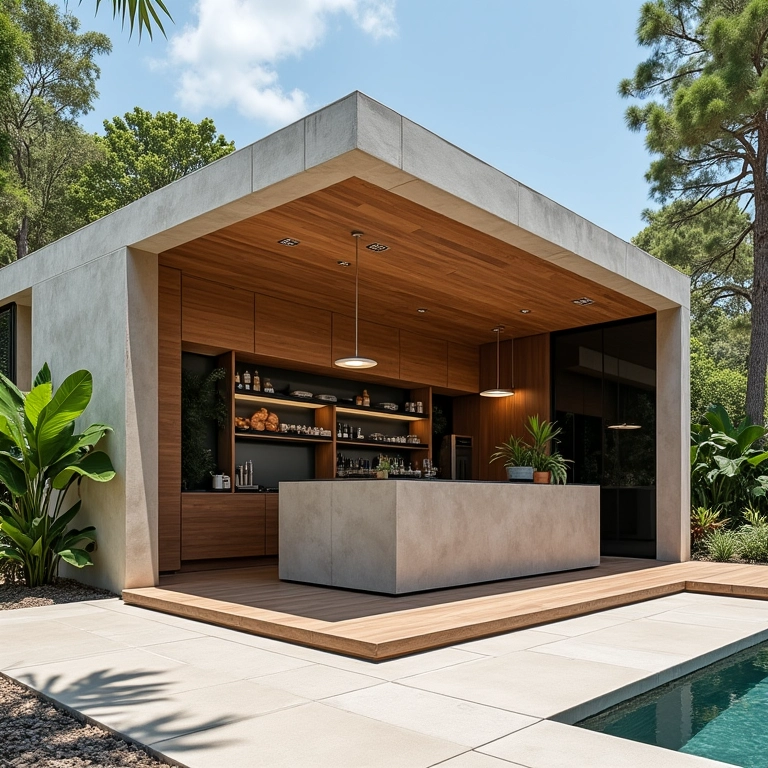 Quiosque com design arquitetônico moderno e estilo definido.