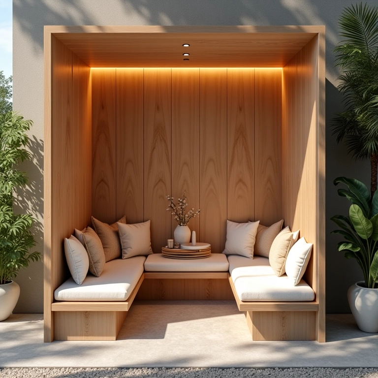 Quiosque projetado como espaço de relaxamento.