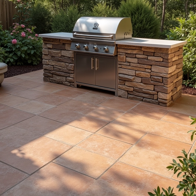 Revestimento cerâmico amadeirado da Portobello em área de churrasco.