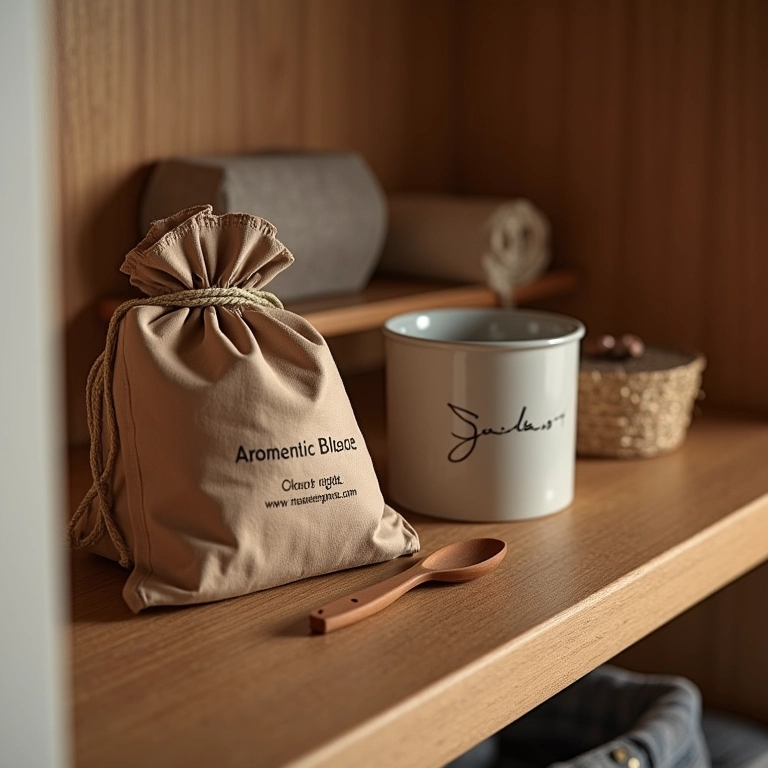 Sachês aromáticos e blocos de cedro em um guarda-roupa.