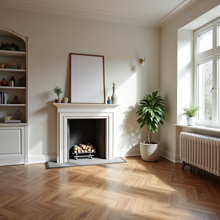 Sala de estar com rodapé invertido, valorizando o imóvel com decoração elegante.