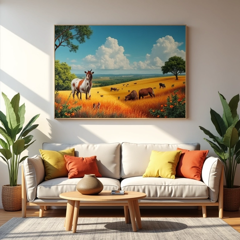 Sala decorada com moldura de EVA autocolante.