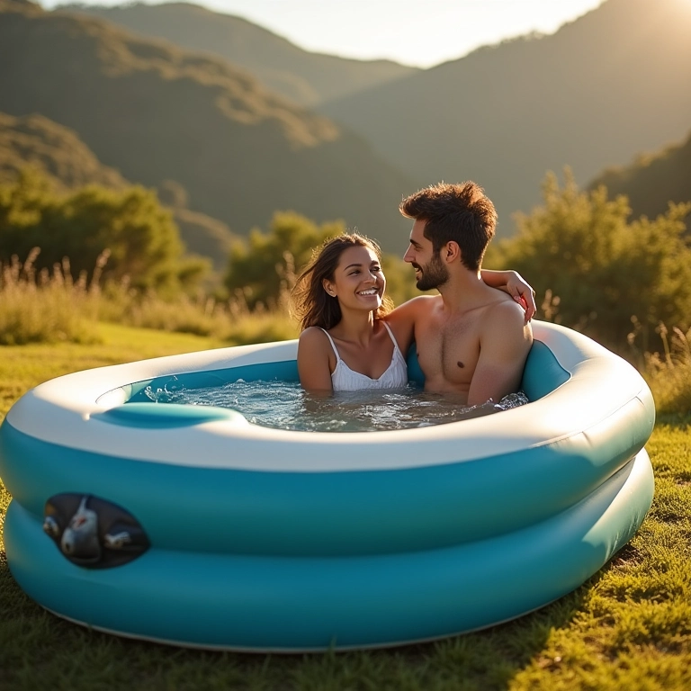 Spa Portátil Inflável da Mor em um ambiente externo.