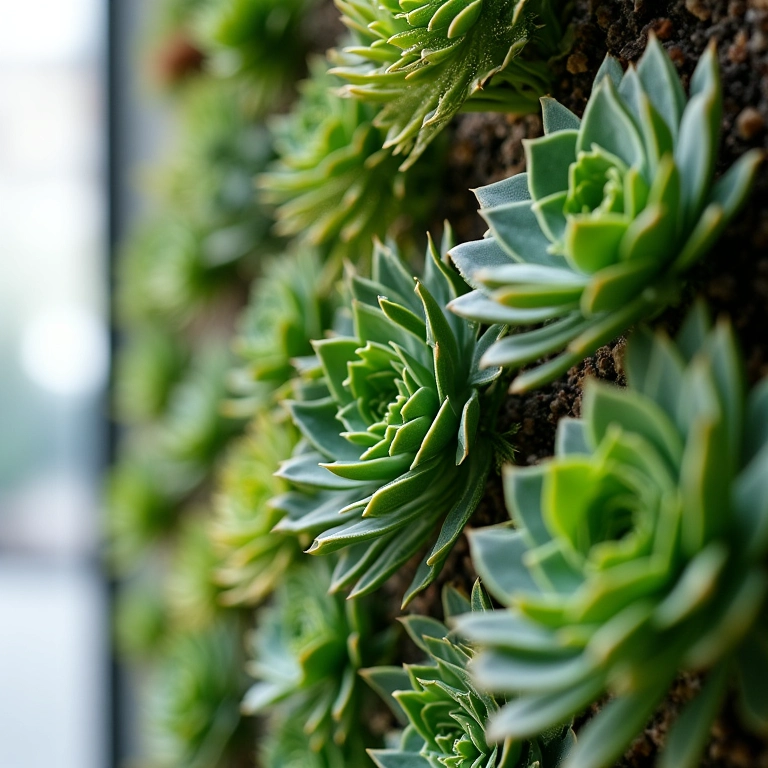 Suculentas em jardim vertical, plantas do deserto.