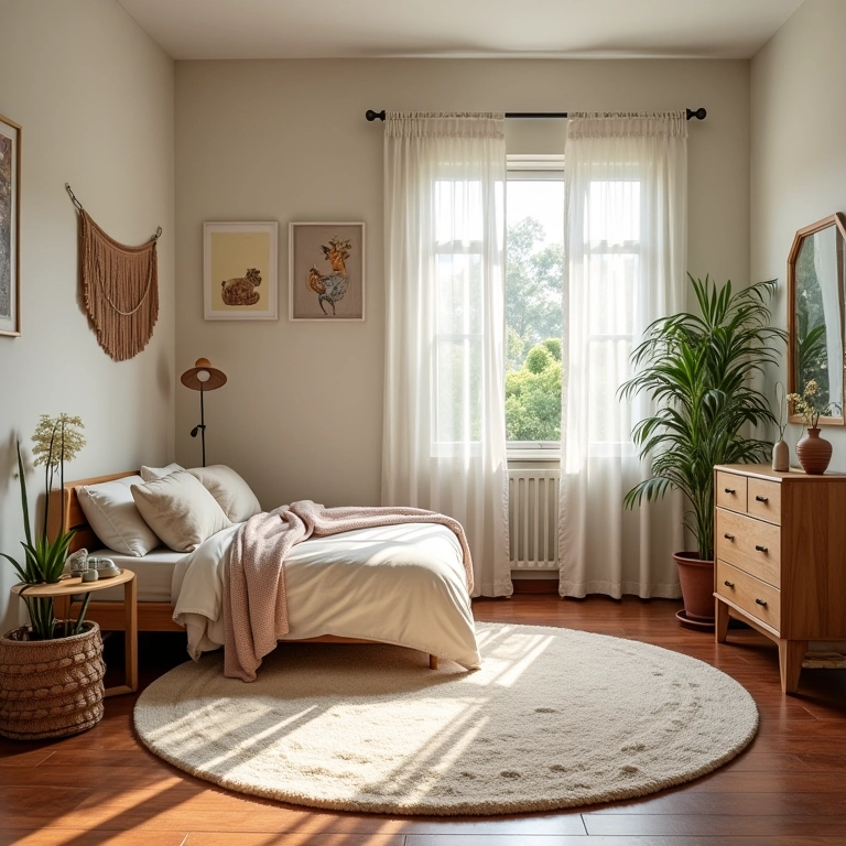 Tapete macio e confortável em quarto de adolescente com estilo brasileiro.