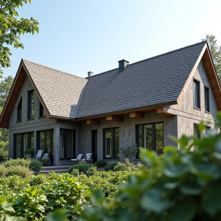Telhado shingle feito com materiais reciclados.