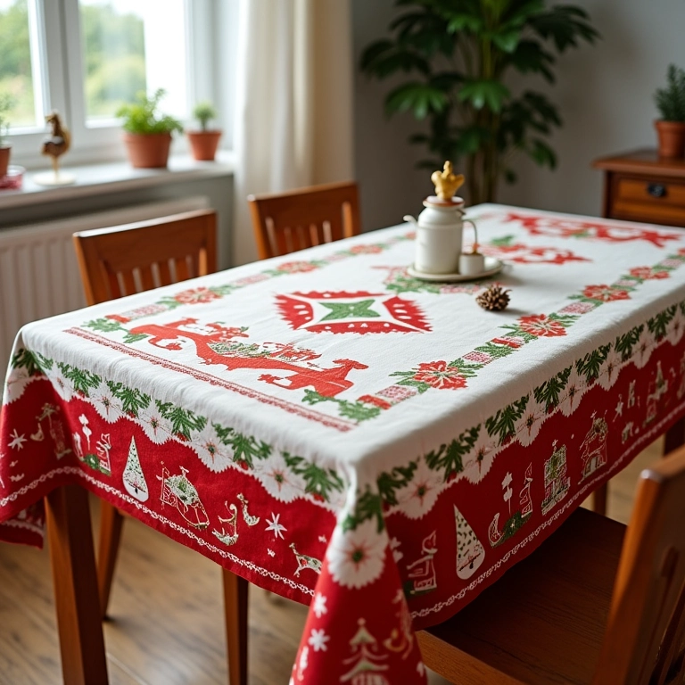Toalha de mesa temática para a ceia de Natal.