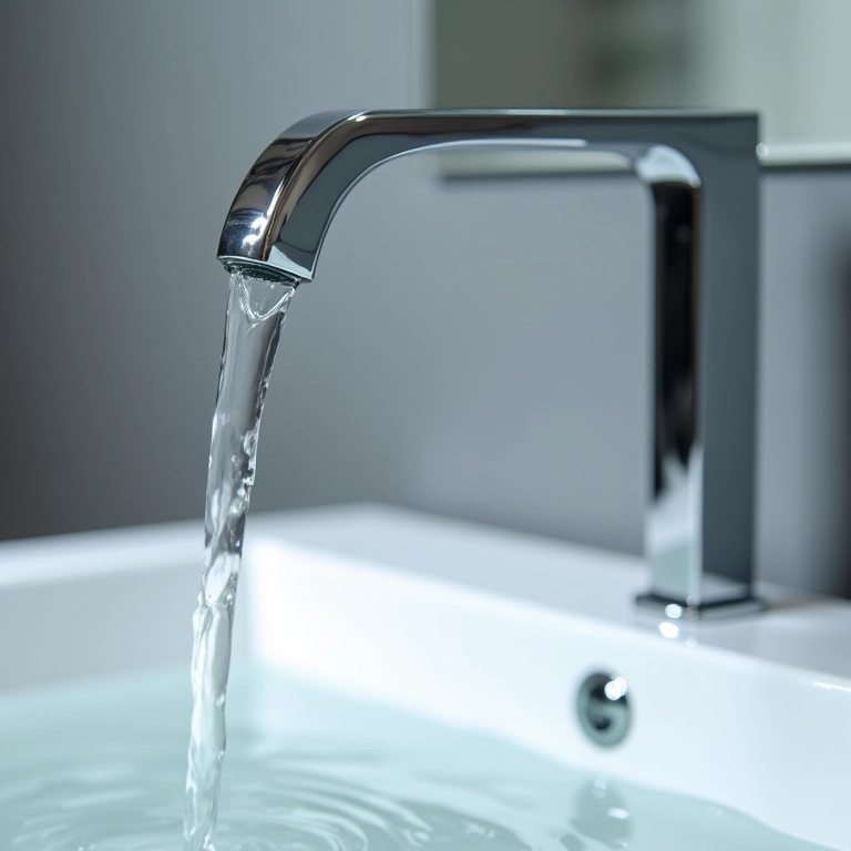 Torneira cascata elegante em um banheiro moderno.